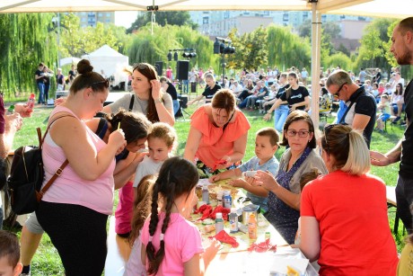 Piknik a szeptemberi napsütésben a Csónakázó-tó szigetén